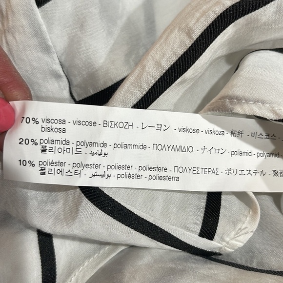 Nwt Zara Black White Stripe Long Puff Sleeve Top SZ S - Picture 10 of 11